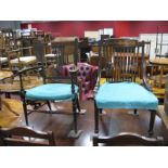 An Edwardian Mahogany Inlaid Salon Chair, top rail with marquetry inlay of a urn and swag