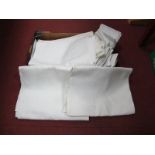 Five Large White Damask Tablecloths; together with a quantity of various napkins:- One Box