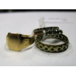 A 9ct Gold Gent's Signet Ring; together with an eternity ring, dress ring, etc. (4)