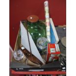 Marbles, carboy, Sanenwood bread board and knife (boxed), mahogany lamp as a yacht,
