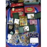 Assorted Costume Jewellery, including beads, bracelets, brooches, earrings, etc:- One Tray