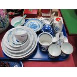 A Quantity of Blue and White Oriental Ceramics, Imari plate (chipped):- One Tray