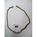 A 9ct Gold Graduated Curb Link Albert Chain, to swivel style clasps.