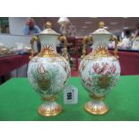 A Pair of Limited Edition Royal Crown Derby Twin Handled Covered Vases, of ovoid form, including