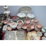 Circa 1960's Poole Twin-Tone Dinner and Tea Ware, Freeform range in the peachbloom/seagull