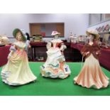 Royal Doulton 'Rose' HN3709 'Katie' 3360 Figurines and Coalport 'Joan' Figurine by Jack Glynn. (3)