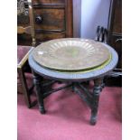 Two Beneres Brass Topped Folding Coffee Tables.