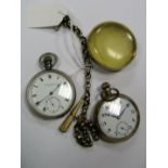 A Gold Plated Cased Openface Pocketwatch, together with a faceted belcher link part Albert chain,