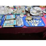 Hallmarked Silver Handled and Other Tea Knives, fish knives and forks, ladles, toast rack, bottle