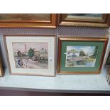 Lisa Lowe, Canal at Skipton, guache, 27.5 x 34cm, Blackburn Artists Society label verso; P Hills