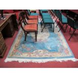 A XX Century Pale Blue Wool Carpet, with floral decoration, tassel ends, 278 x 180cm.