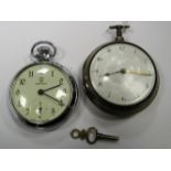 A Hallmarked Silver Cased Pair Case Pocketwatch, the white dial with black Arabic numerals, the