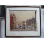 Peter Owen Jones, Signed Limited Edition Print of High Street, Sheffield, 448/500, signed lower