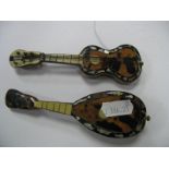 A Tortoise Shell Miniature Mandolin, and guitar (damaged). (2)