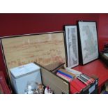 Maps, Whitakers Almanacks, prints:- One Box; large Orographical Map.