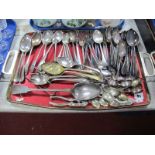 Plated Cutlery, including forks, table spoons, teaspoons, etc:- One Tray