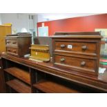 A Pair of XIX Century Mahogany Twin Jewel Drawers and an oak pipe rack. (3)