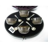 A Set of Four Mappin & Webb's Prince's Plate Salts, each of semi reeded form, with four shell bowl