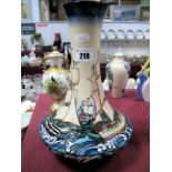 A Moorcroft Pottery Vase, decorated with the Launching Boats design by Paul Hilditch, numbered