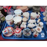 Arcadian Crested China in the Form of Shells, banjo etc, commemorative ware, cups, etc:- One Tray