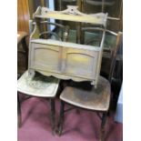 A Late XIX Century Pair of Bentwood Chairs; together with wall hanging shelves. (3)