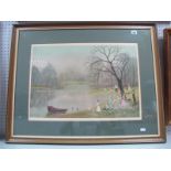 After Helen Bradley (1990-79) 'April Boating Lake', graphite signed in lower margin colour print,