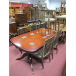 A Set of Five Edwardian Inlaid Mahogany Dining Chairs, one arm, four single, with pierced rail
