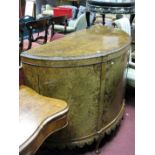 A 1920's Burr Walnut Bow Fronted Sideboard,, with floral carving to border and apron, on cabriole