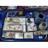 Assorted Costume Jewellery, including single stone pendant on chain, diamante, WWI medal to Pte.