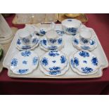 A Late XIX Century Copeland China Part Coffee Service, decorated in blue and white with floral