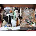 Marbles, glassware, ceramics, wall clock, etc:- Two Boxes