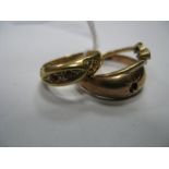An 18ct Gold Ring, alternately set; together with two ring mounts (lacking stones). (3)