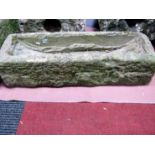 A Rectangular Shaped Stone Trough, with arched interior, approximately 21cm high, 87 wide, 30cm deep