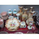 A Pair of Early XX Century Austrian Pottery Twin Handled Vases, Art Nouveau and other dressing table