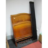 A Pair of Edwardian Inlaid Mahogany Single Beds, with ribbon and swing decoration.