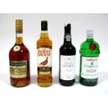 Spirits - Three Barrels Rare Old French V.S.O.P. Brandy, 1 litre, 40% Vol.; The Famous Grouse Finest