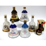 Whisky - Collection of Bell's Scotch Whisky Commemorative Bells, including; Queen Elizabeth II