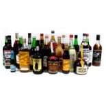 Spirits - A Large Assorted Collection, including; Lamb's Navy Rum, Sandeman Port, Royal Brandy,