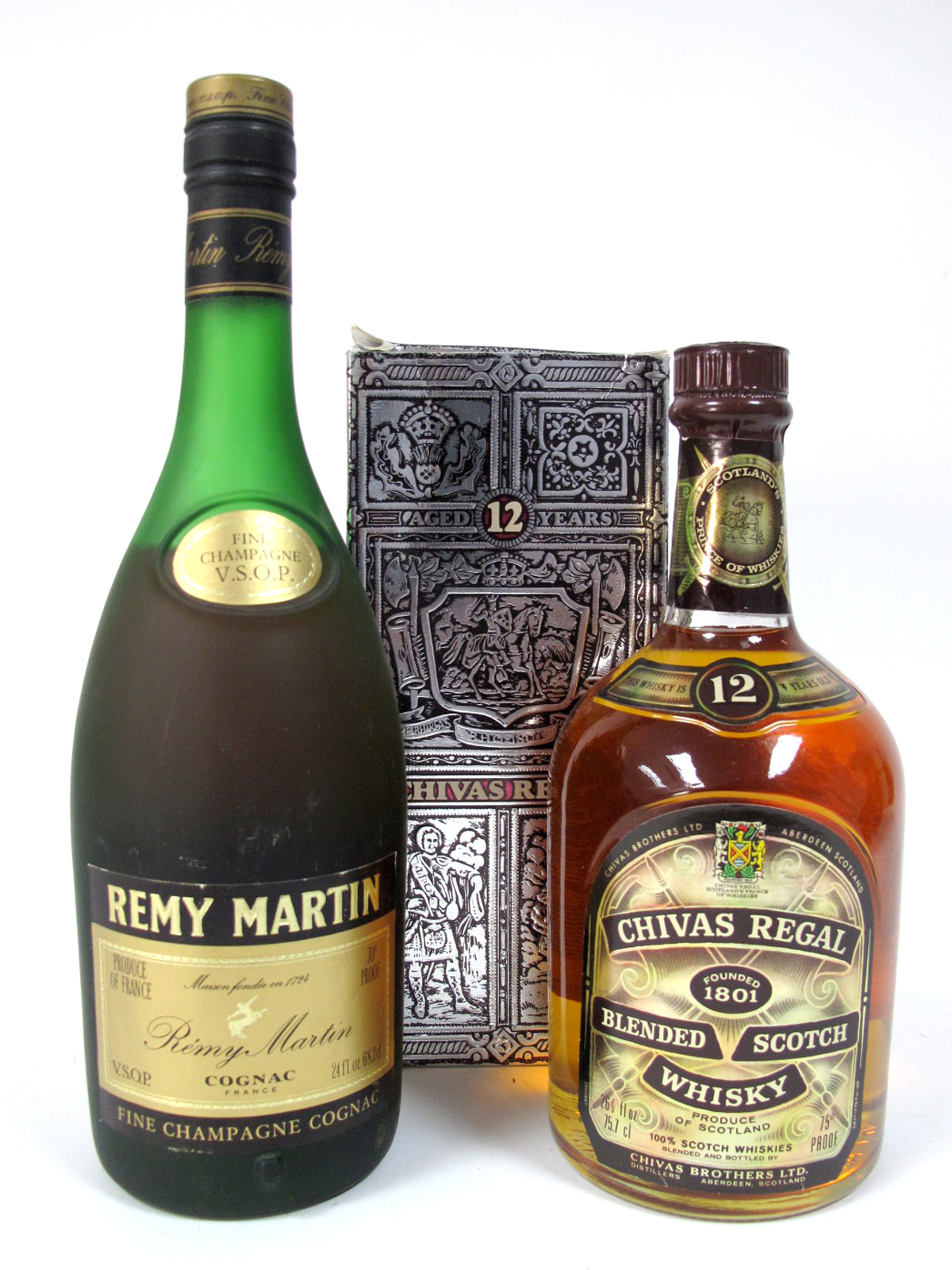 Spirits - Remy Martin V.S.O.P Fine Champagne Cognac, 70% proof, 68.2cl; Chivas regal Blended