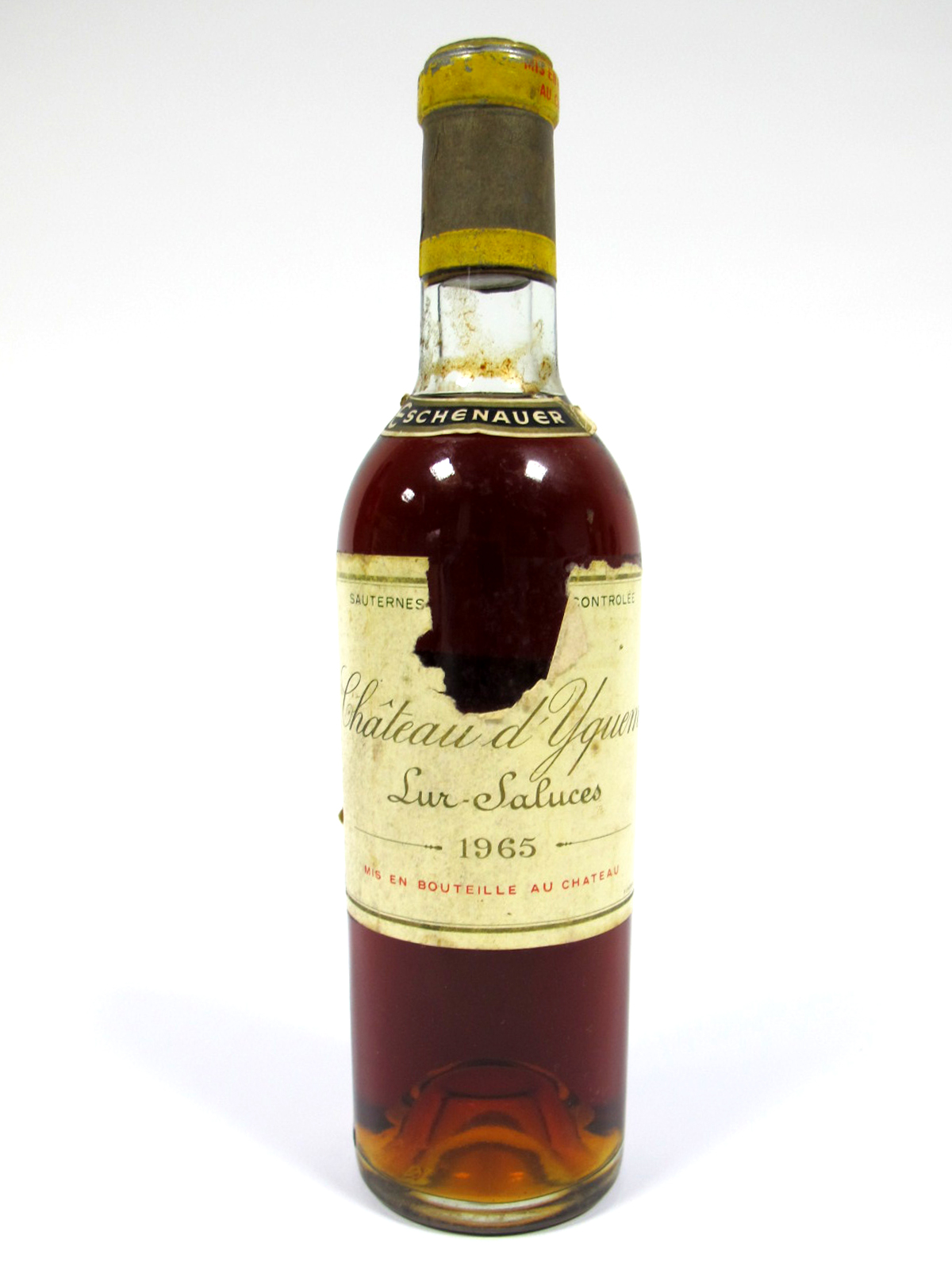 Wine - Chateau d'Yquem 1965, Sauternes Bordeaux France, the neck bears label Eschenauer, half bottle