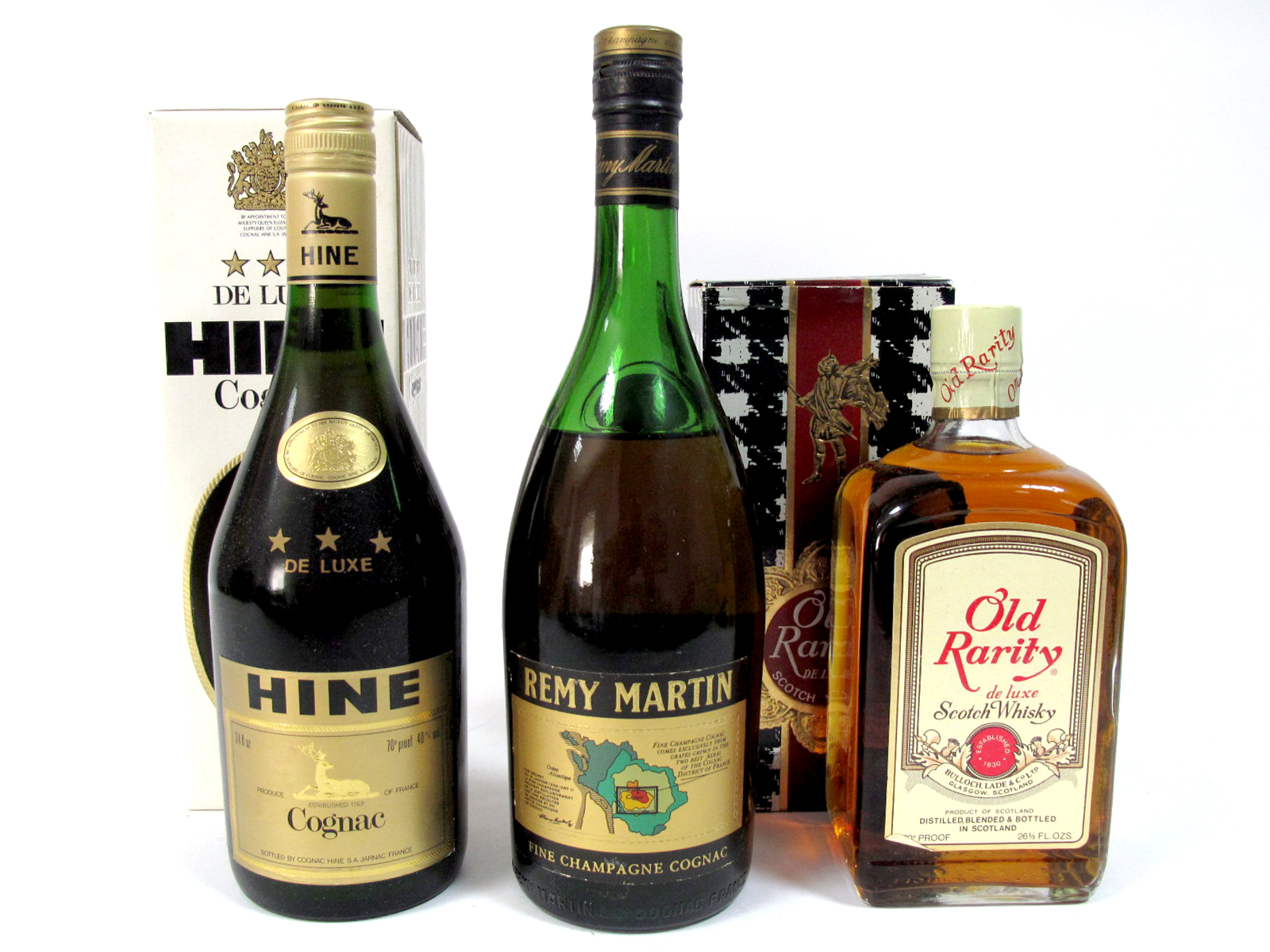 Spirits - Hine De Luxe Cognac, 70% proof, 24 fl.oz., boxed; Remy Martin Fine Champagne V.S.O.P.