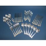 A Part Canteen of Hallmarked Silver Kings Pattern Cutlery, William Yates, Sheffield 1987, comprising