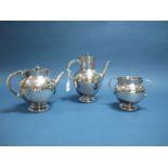 A XIX Century Martin Hall & Co Plated Three Piece Teaset, each of plain design, on circular