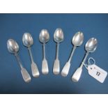 A Matched Set of Six Hallmarked Silver Fiddle Pattern Teaspoons, Henry Holland, London 1856, 1857,