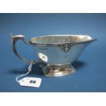 A Hallmarked Silver Sauce Boat, Mappin & Webb, Sheffield 1938, of angular design, initialled "W",