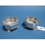 A Pair of Large Victorian Hallmarked Silver Salts, CL, London 1845, each of shaped octagonal form,
