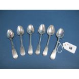 A Set of Six Hallmarked Silver Fiddle Pattern Teaspoons, James Ede & Alexander Hewat, London 1808,