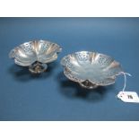 A Pair of Hallmarked Silver Bonbon Dishes, EV, Sheffield 1951, 1961, each of shaped circular form,