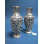 A Pair of Decorative Middle Eastern Vases, each of inverted baluster form, allover detailed in