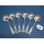 A Matched Set of Six Hallmarked Silver Kings Pattern Soup Spoons, EV, Sheffield 1963, 1965, total